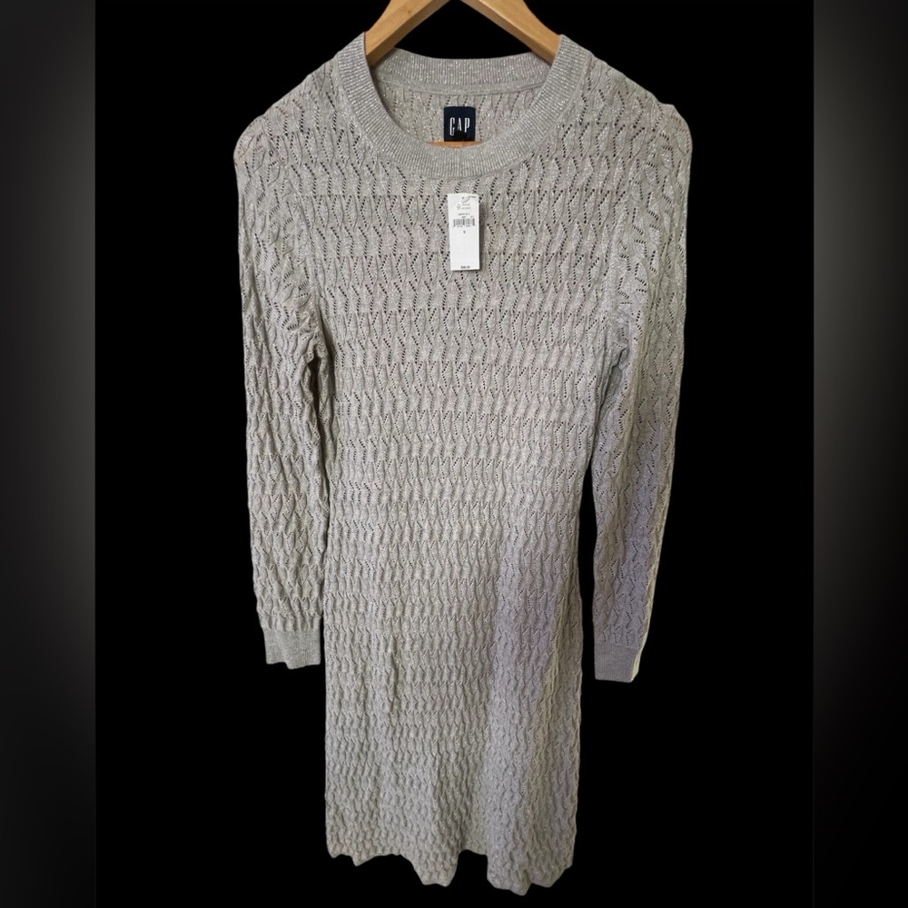 GAP Textured Gray Long Sleeve Dress